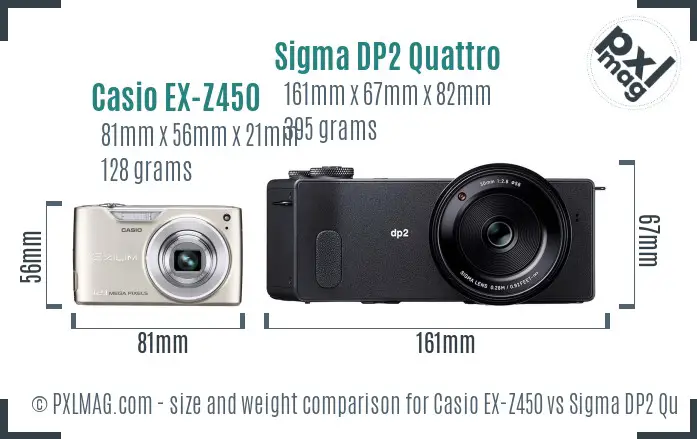 Casio EX-Z450 vs Sigma DP2 Quattro size comparison Casio EX-Z450 vs Sigma DP2 Quattro size comparison