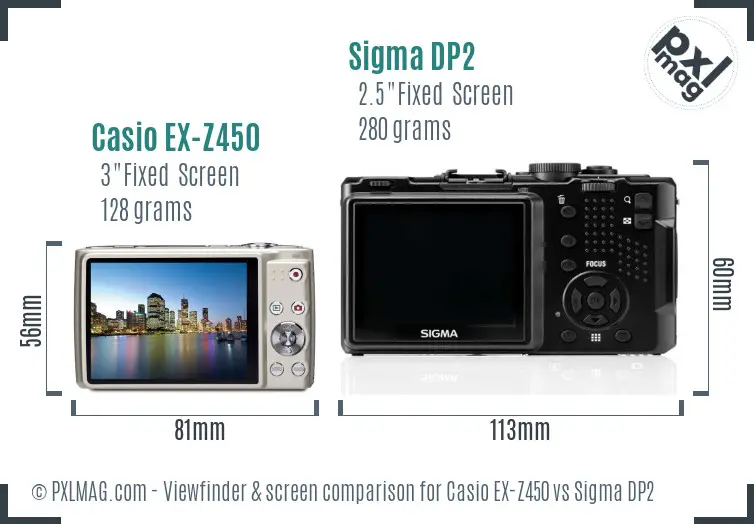 Casio EX-Z450 vs Sigma DP2 Screen and Viewfinder comparison Casio EX-Z450 vs Sigma DP2 Screen and Viewfinder comparison