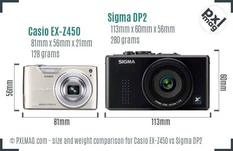 Casio EX-Z450 vs Sigma DP2 size comparison Casio EX-Z450 vs Sigma DP2 size comparison