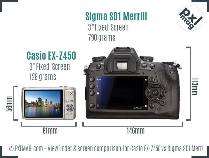 Casio EX-Z450 vs Sigma SD1 Merrill Screen and Viewfinder comparison Casio EX-Z450 vs Sigma SD1 Merrill Screen and Viewfinder comparison