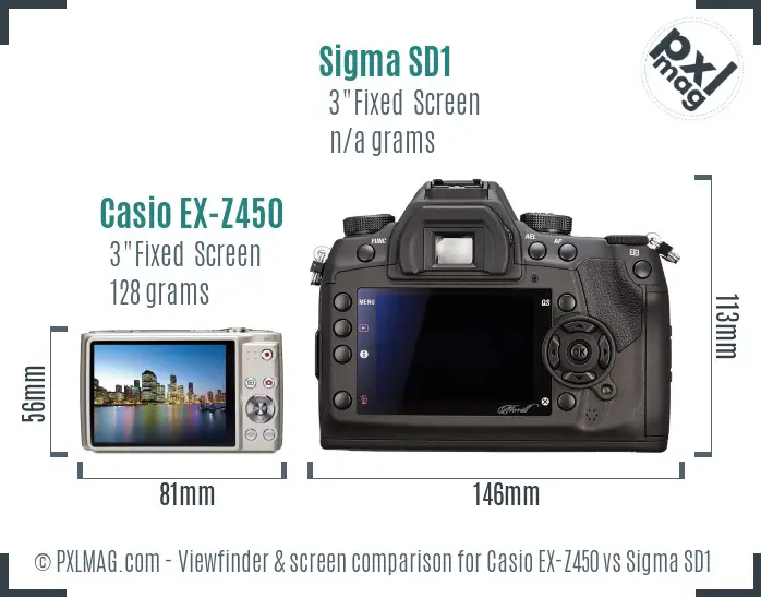 Casio EX-Z450 vs Sigma SD1 Screen and Viewfinder comparison Casio EX-Z450 vs Sigma SD1 Screen and Viewfinder comparison