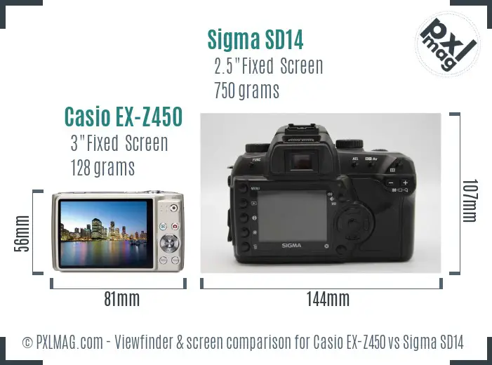 Casio EX-Z450 vs Sigma SD14 Screen and Viewfinder comparison