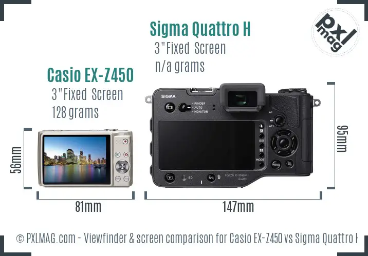 Casio EX-Z450 vs Sigma Quattro H Screen and Viewfinder comparison Casio EX-Z450 vs Sigma Quattro H Screen and Viewfinder comparison