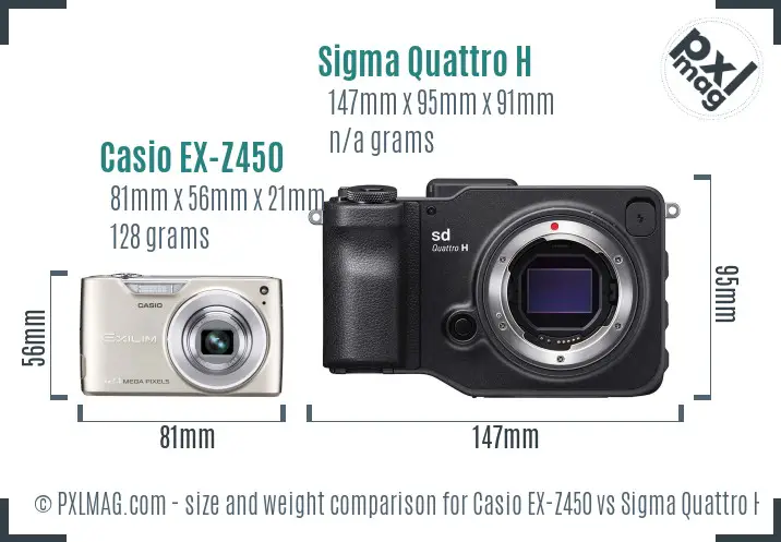 Casio EX-Z450 vs Sigma Quattro H size comparison Casio EX-Z450 vs Sigma Quattro H size comparison