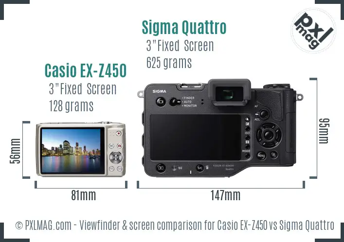 Casio EX-Z450 vs Sigma Quattro Screen and Viewfinder comparison