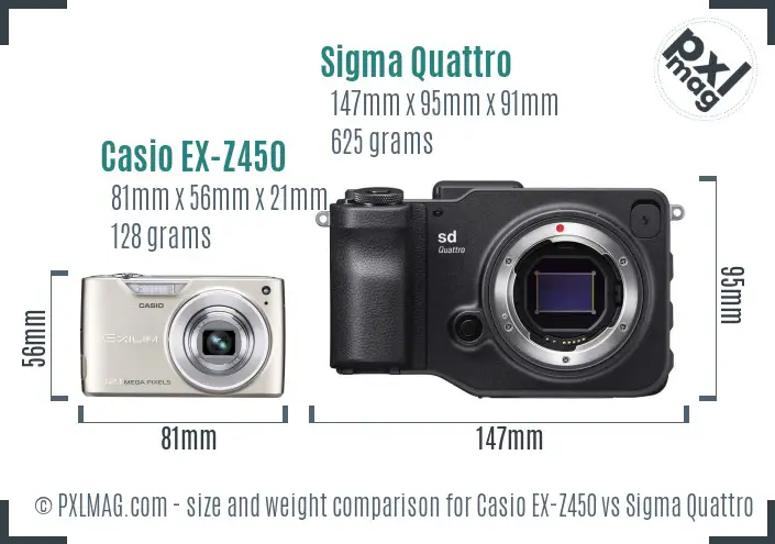Casio EX-Z450 vs Sigma Quattro size comparison