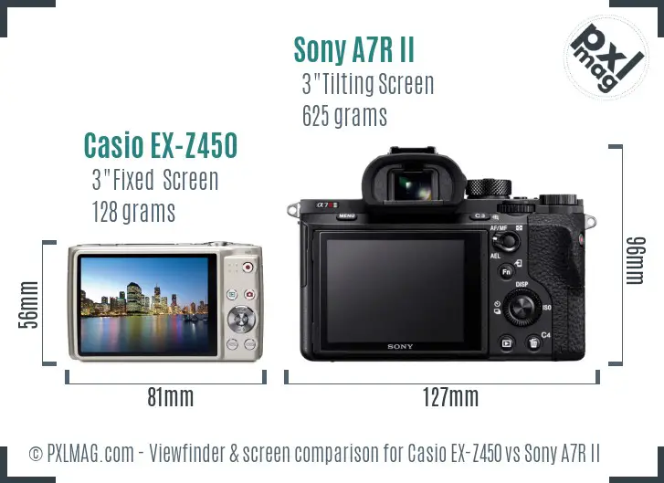 Casio EX-Z450 vs Sony A7R II Screen and Viewfinder comparison Casio EX-Z450 vs Sony A7R II Screen and Viewfinder comparison