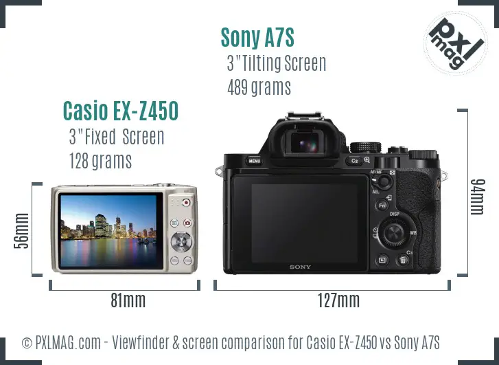 Casio EX-Z450 vs Sony A7S Screen and Viewfinder comparison Casio EX-Z450 vs Sony A7S Screen and Viewfinder comparison