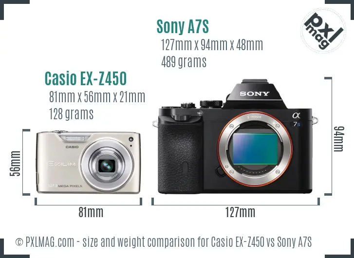 Casio EX-Z450 vs Sony A7S size comparison Casio EX-Z450 vs Sony A7S size comparison