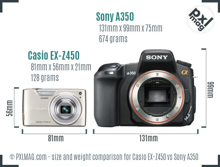 Casio EX-Z450 vs Sony A350 size comparison