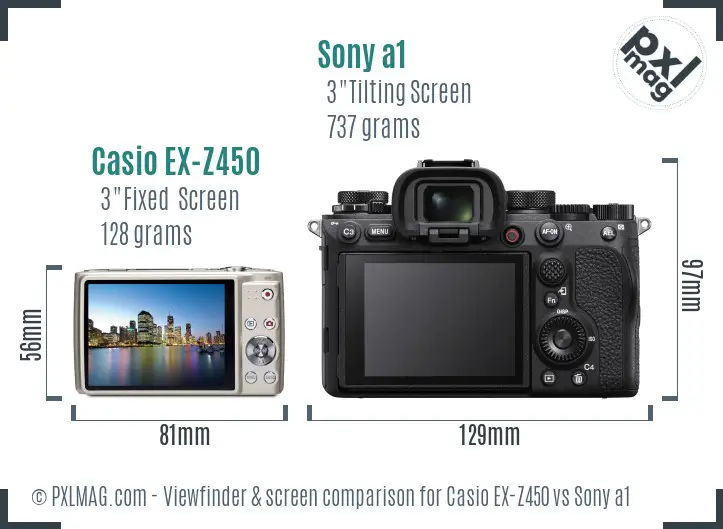 Casio EX-Z450 vs Sony a1 Screen and Viewfinder comparison