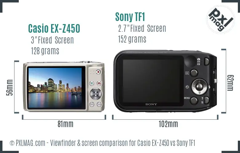 Casio EX-Z450 vs Sony TF1 Screen and Viewfinder comparison