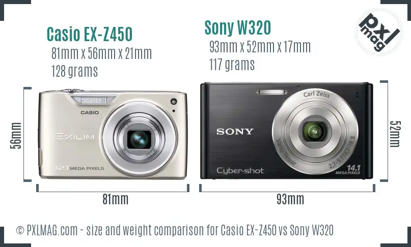 Casio EX-Z450 vs Sony W320 size comparison Casio EX-Z450 vs Sony W320 size comparison