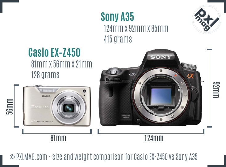 Casio EX-Z450 vs Sony A35 size comparison