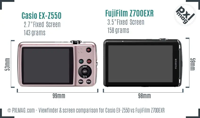 Casio EX-Z550 vs FujiFilm Z700EXR Screen and Viewfinder comparison Casio EX-Z550 vs FujiFilm Z700EXR Screen and Viewfinder comparison