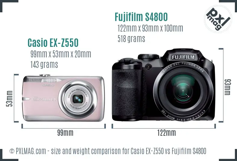 Casio EX-Z550 vs Fujifilm S4800 size comparison Casio EX-Z550 vs Fujifilm S4800 size comparison