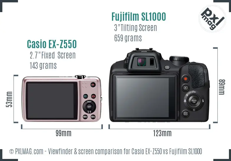 Casio EX-Z550 vs Fujifilm SL1000 Screen and Viewfinder comparison Casio EX-Z550 vs Fujifilm SL1000 Screen and Viewfinder comparison
