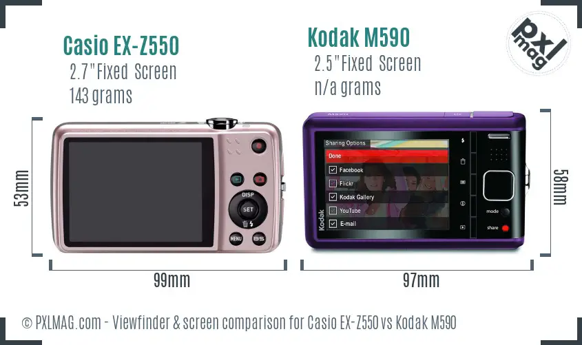 Casio EX-Z550 vs Kodak M590 Screen and Viewfinder comparison Casio EX-Z550 vs Kodak M590 Screen and Viewfinder comparison