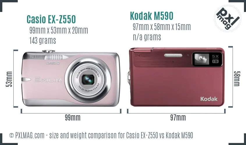Casio EX-Z550 vs Kodak M590 size comparison Casio EX-Z550 vs Kodak M590 size comparison