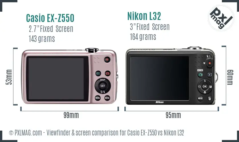 Casio EX-Z550 vs Nikon L32 Screen and Viewfinder comparison