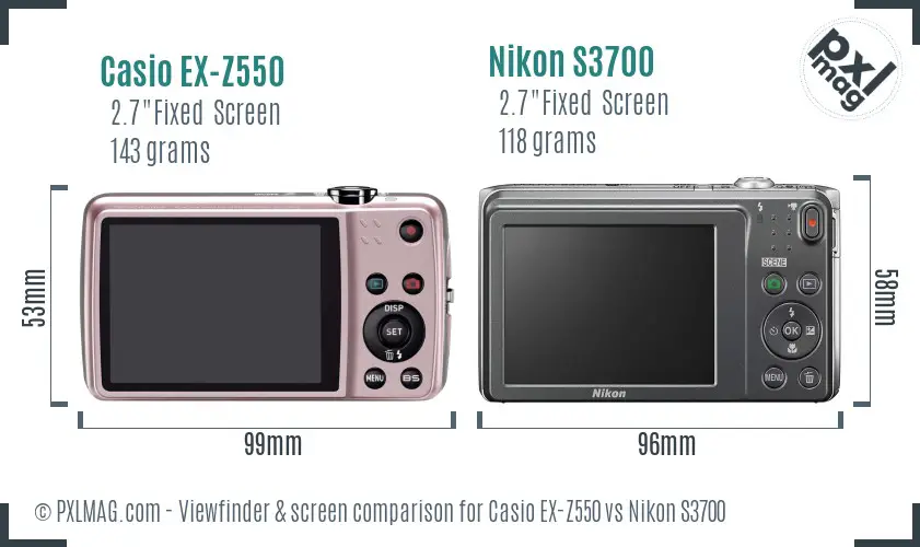 Casio EX-Z550 vs Nikon S3700 Screen and Viewfinder comparison Casio EX-Z550 vs Nikon S3700 Screen and Viewfinder comparison