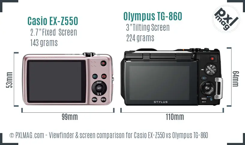 Casio EX-Z550 vs Olympus TG-860 Screen and Viewfinder comparison Casio EX-Z550 vs Olympus TG-860 Screen and Viewfinder comparison