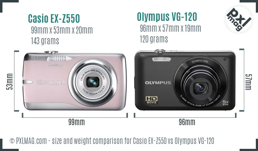 Casio EX-Z550 vs Olympus VG-120 size comparison