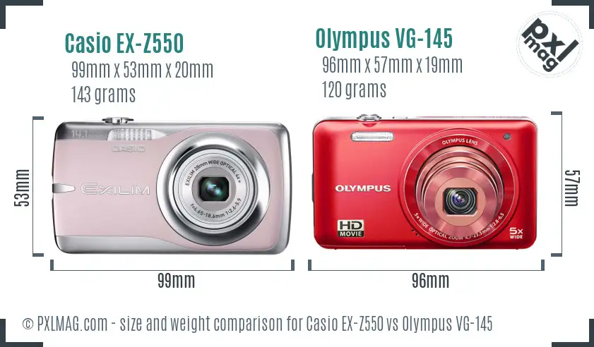 Casio EX-Z550 vs Olympus VG-145 size comparison