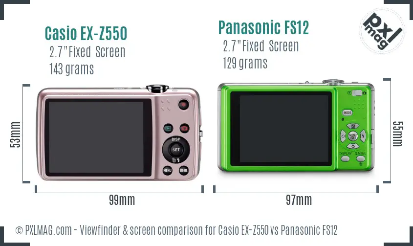 Casio EX-Z550 vs Panasonic FS12 Screen and Viewfinder comparison Casio EX-Z550 vs Panasonic FS12 Screen and Viewfinder comparison
