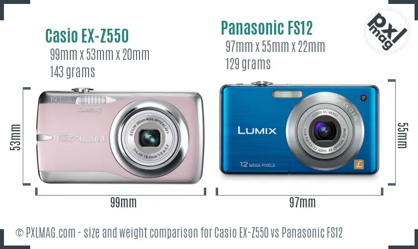 Casio EX-Z550 vs Panasonic FS12 size comparison Casio EX-Z550 vs Panasonic FS12 size comparison