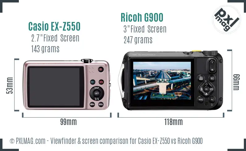 Casio EX-Z550 vs Ricoh G900 Screen and Viewfinder comparison Casio EX-Z550 vs Ricoh G900 Screen and Viewfinder comparison