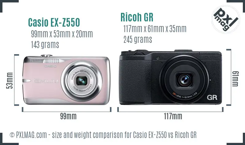 Casio EX-Z550 vs Ricoh GR size comparison Casio EX-Z550 vs Ricoh GR size comparison