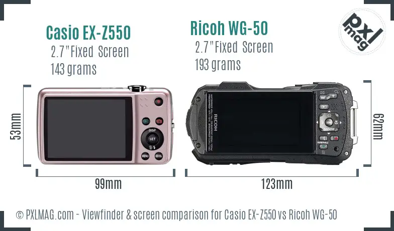 Casio EX-Z550 vs Ricoh WG-50 Screen and Viewfinder comparison Casio EX-Z550 vs Ricoh WG-50 Screen and Viewfinder comparison