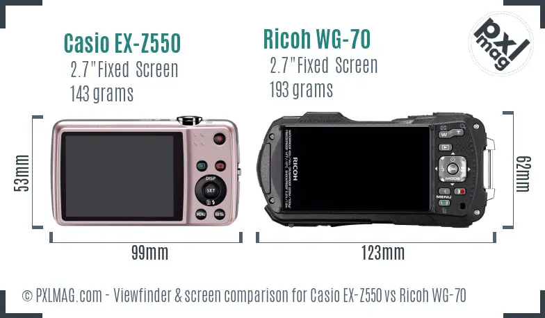 Casio EX-Z550 vs Ricoh WG-70 Screen and Viewfinder comparison Casio EX-Z550 vs Ricoh WG-70 Screen and Viewfinder comparison
