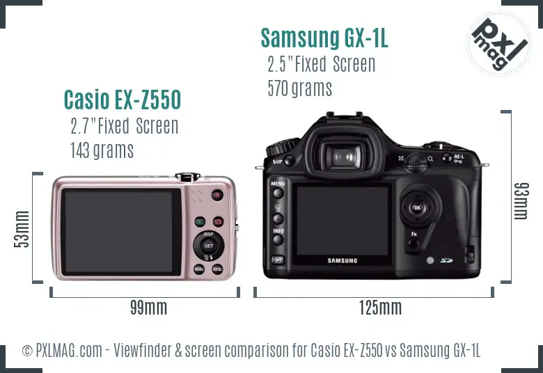 Casio EX-Z550 vs Samsung GX-1L Screen and Viewfinder comparison