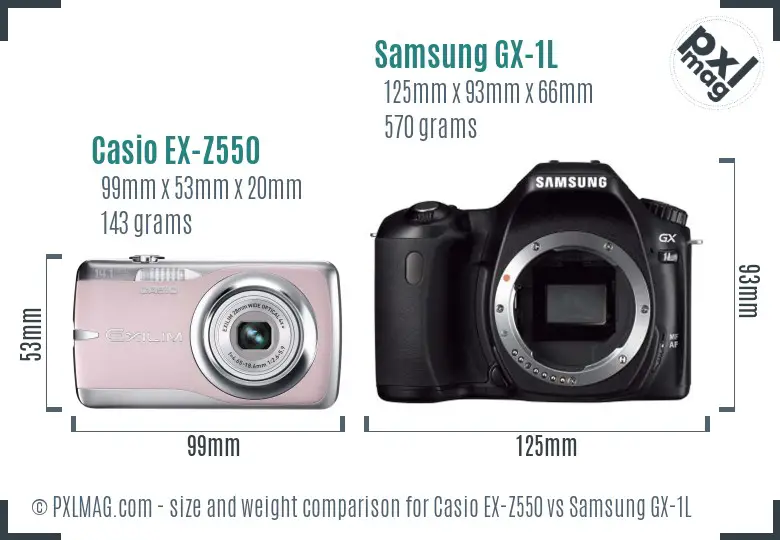 Casio EX-Z550 vs Samsung GX-1L size comparison