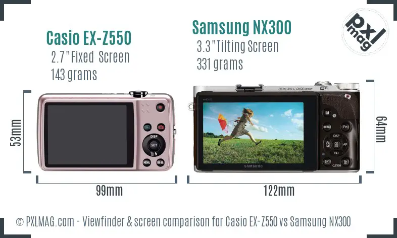 Casio EX-Z550 vs Samsung NX300 Screen and Viewfinder comparison