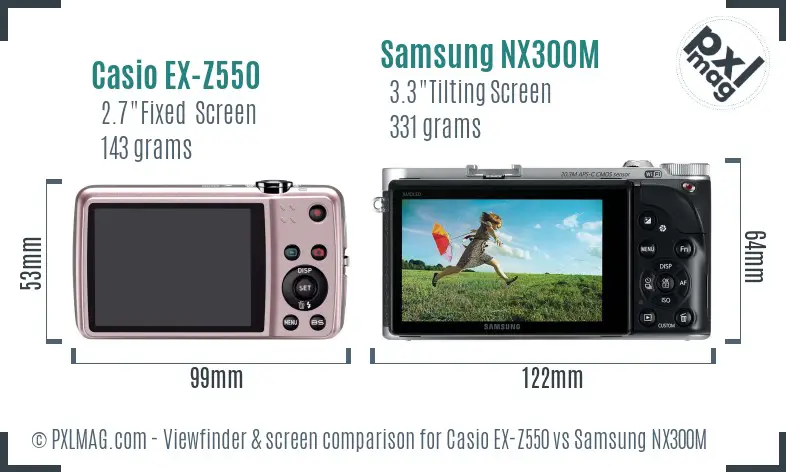 Casio EX-Z550 vs Samsung NX300M Screen and Viewfinder comparison