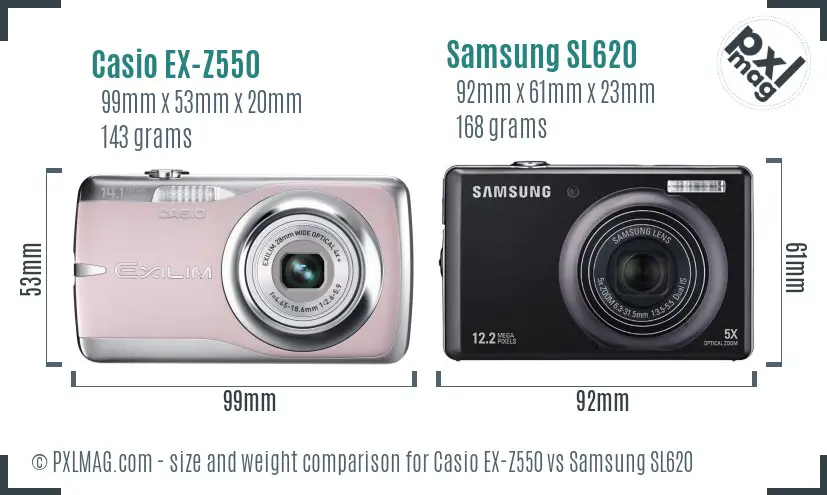 Casio EX-Z550 vs Samsung SL620 size comparison