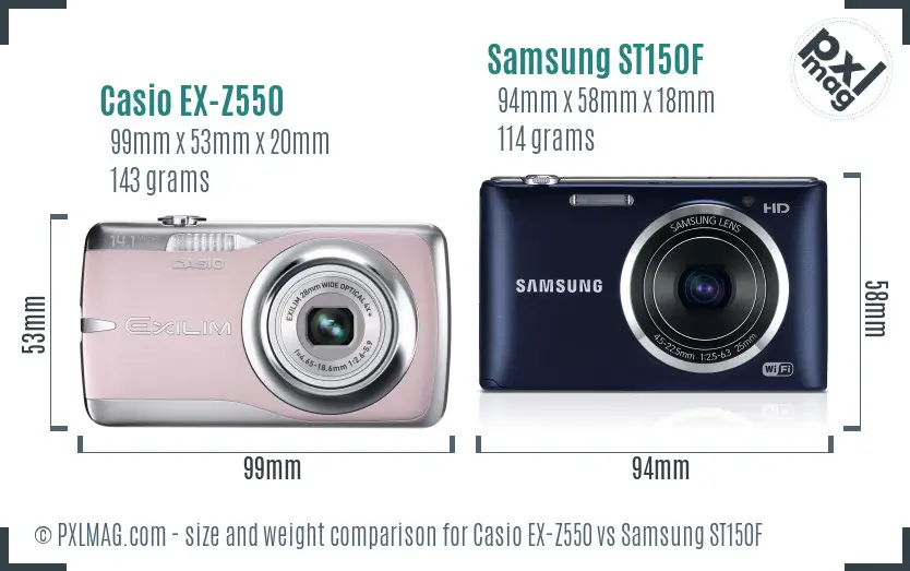 Casio EX-Z550 vs Samsung ST150F size comparison