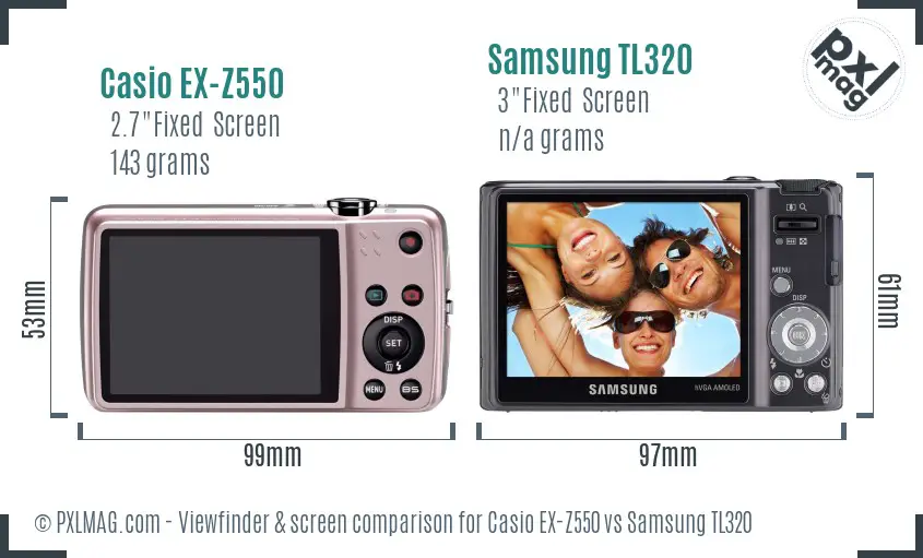 Casio EX-Z550 vs Samsung TL320 Screen and Viewfinder comparison Casio EX-Z550 vs Samsung TL320 Screen and Viewfinder comparison