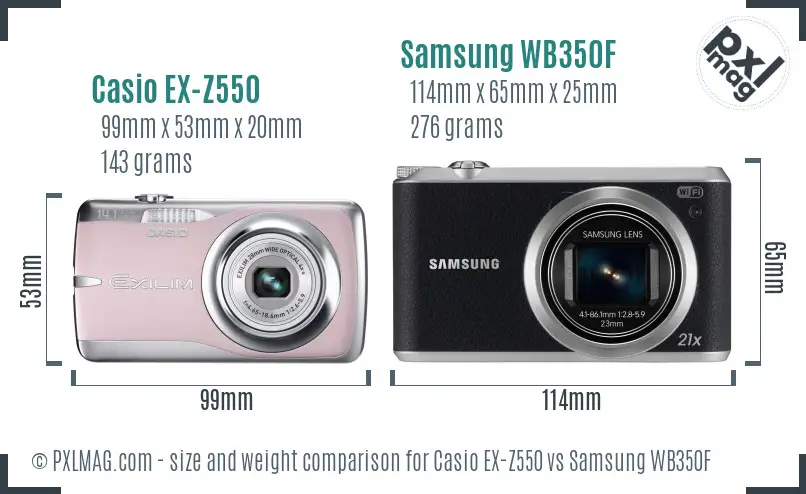 Casio EX-Z550 vs Samsung WB350F size comparison