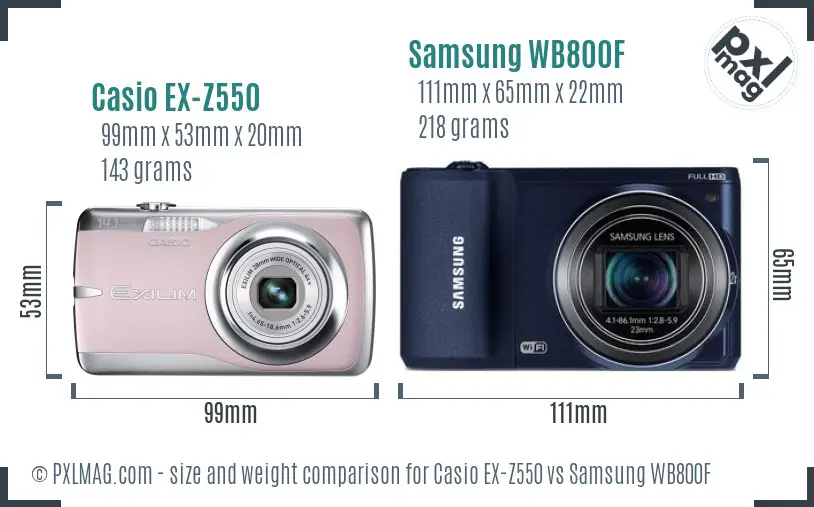 Casio EX-Z550 vs Samsung WB800F size comparison Casio EX-Z550 vs Samsung WB800F size comparison