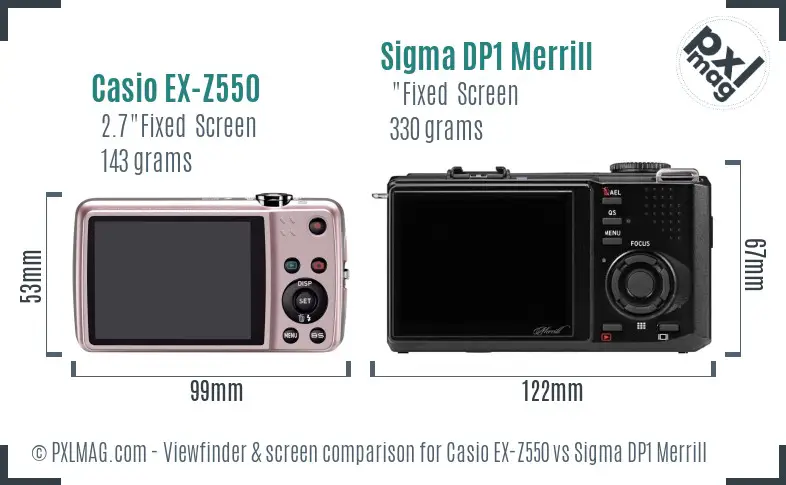 Casio EX-Z550 vs Sigma DP1 Merrill Screen and Viewfinder comparison Casio EX-Z550 vs Sigma DP1 Merrill Screen and Viewfinder comparison
