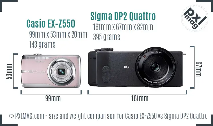 Casio EX-Z550 vs Sigma DP2 Quattro size comparison Casio EX-Z550 vs Sigma DP2 Quattro size comparison