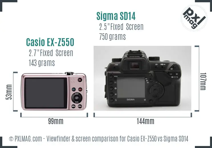Casio EX-Z550 vs Sigma SD14 Screen and Viewfinder comparison Casio EX-Z550 vs Sigma SD14 Screen and Viewfinder comparison