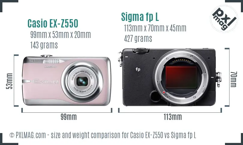 Casio EX-Z550 vs Sigma fp L size comparison