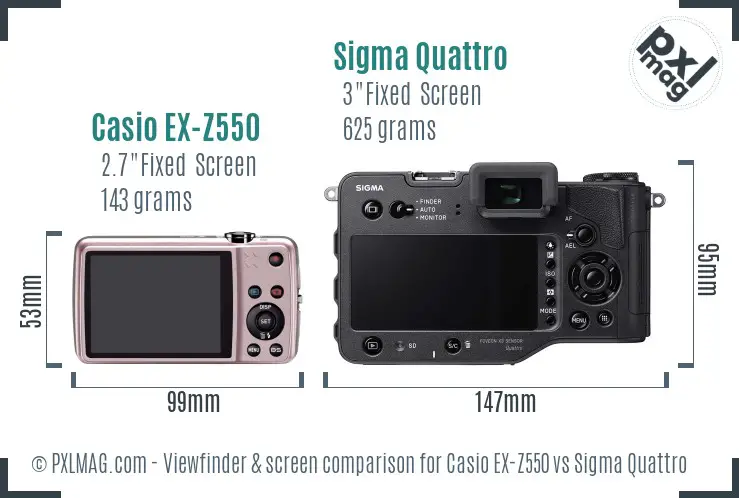 Casio EX-Z550 vs Sigma Quattro Screen and Viewfinder comparison