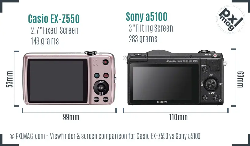Casio EX-Z550 vs Sony a5100 Screen and Viewfinder comparison Casio EX-Z550 vs Sony a5100 Screen and Viewfinder comparison