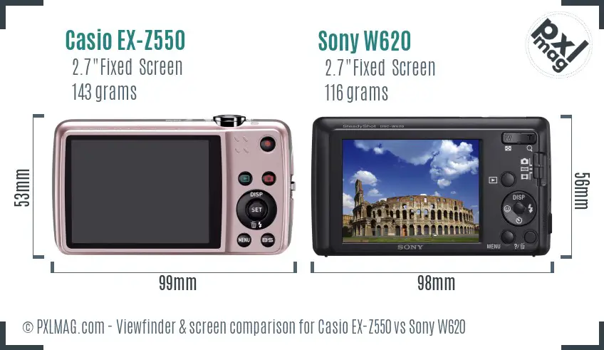 Casio EX-Z550 vs Sony W620 Screen and Viewfinder comparison Casio EX-Z550 vs Sony W620 Screen and Viewfinder comparison